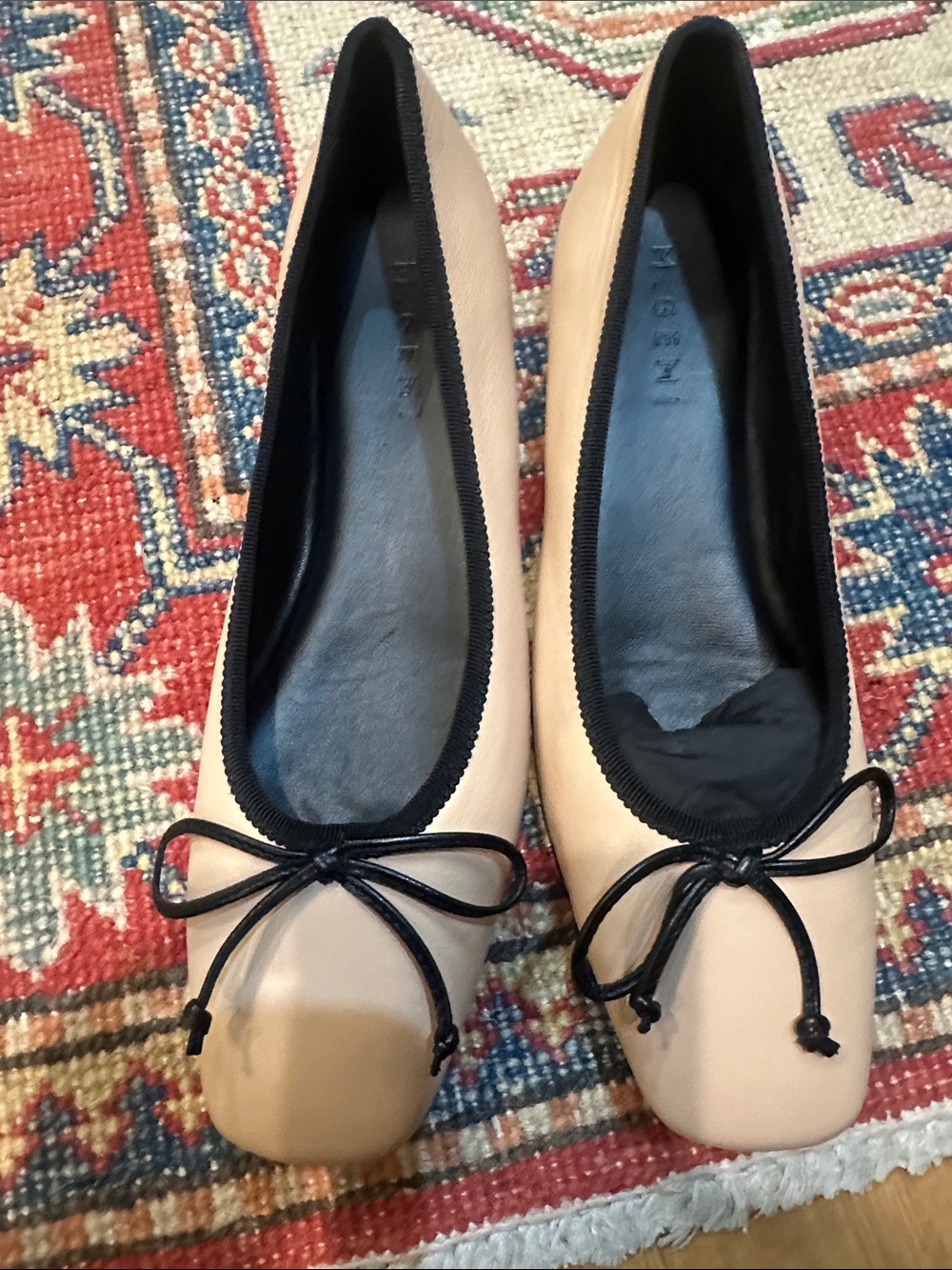 M. Gemi Danza Ballet Flats with Black Trim, Bow & built in wedge